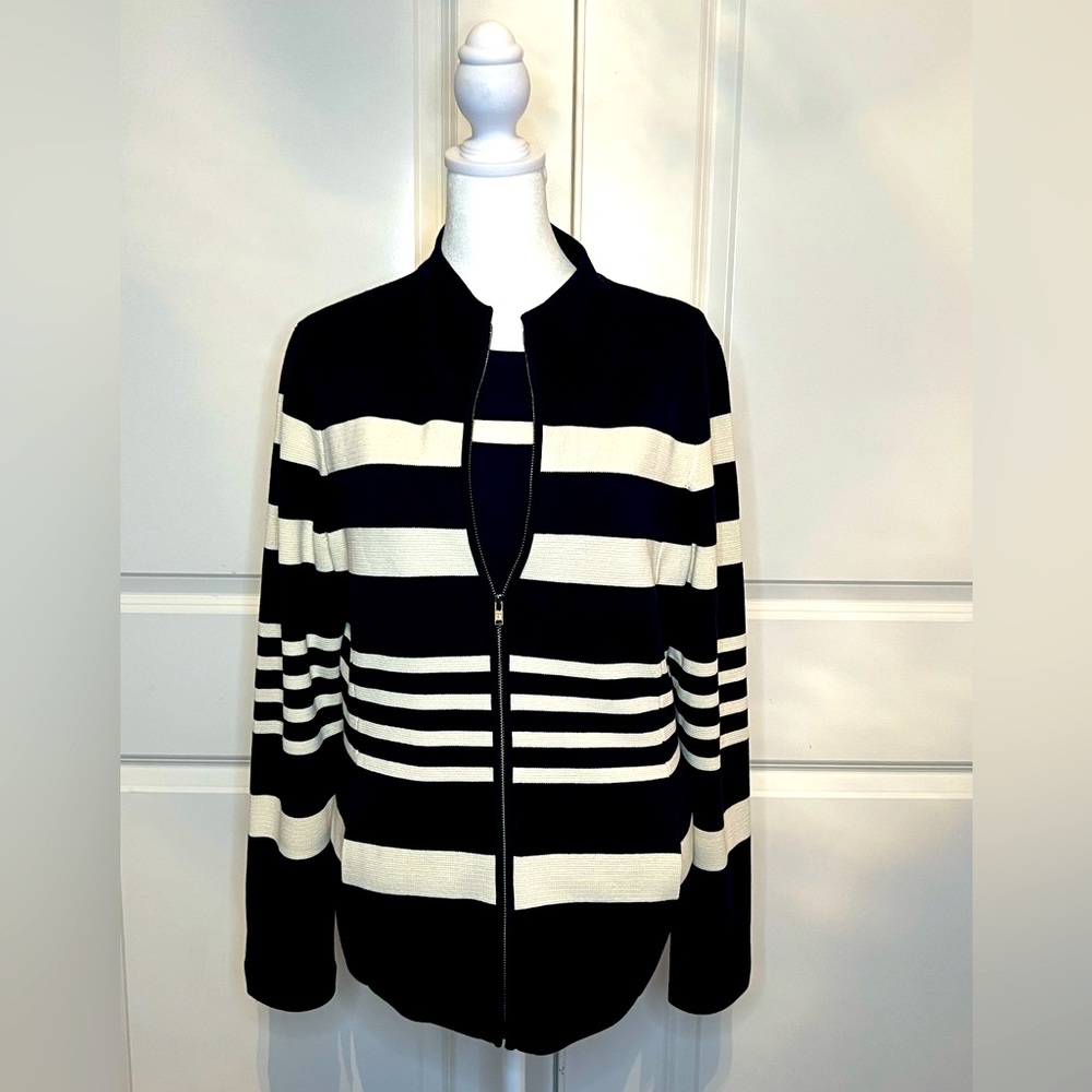 Talbots Zip Cardigan & Tank Twinset Sz L
